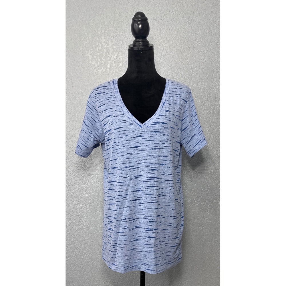 NFL Team Apparel Womens 2XL Blue Space Dye V Neck Short Sleeve Tee Shirt‎